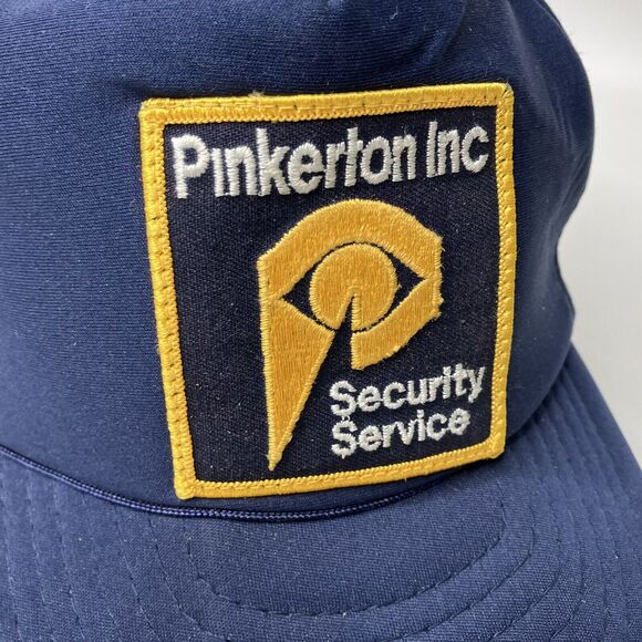 Vtg Pinkerton Inc Security Service Hat Cap Blue Mesh Snapback Embroidered Patch - Picture 2 of 10